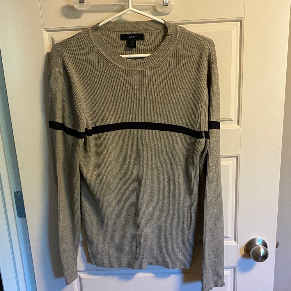 Vintage GAP Ribbed Knit Sweater in Gray with Black Accent